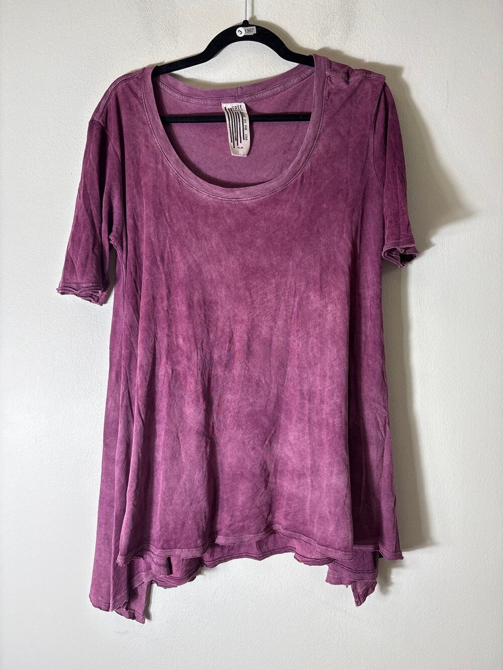 Free People Purple Half Sleeve Oversized Boatneck Tee Sz M